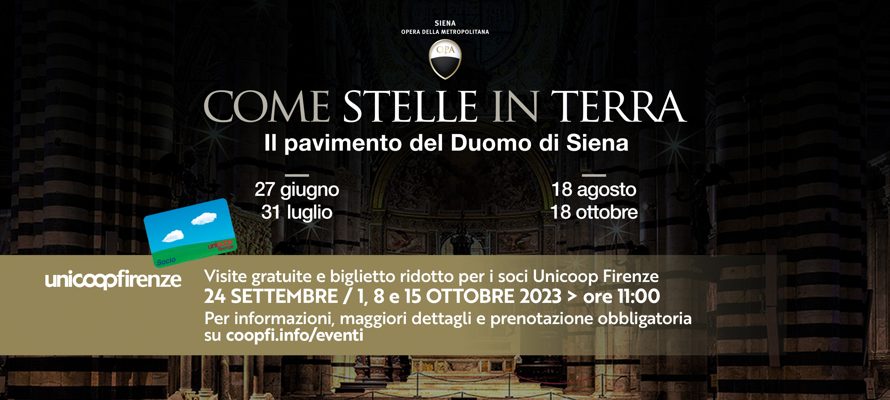 VISITE RISERVATE AI SOCI PAVIMENTO SCOPERTO DUOMO DI SIENA- 08/10 ore 11:00